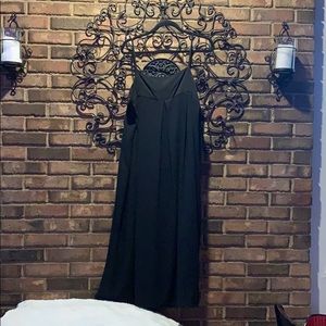 Black spaghetti step midi dress